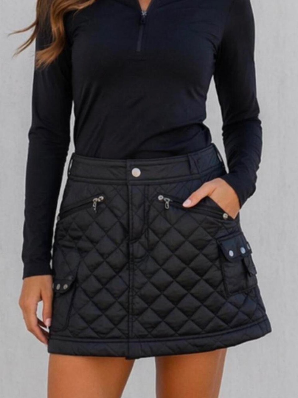Athleta Snow Stopper Black Quilted Skirt